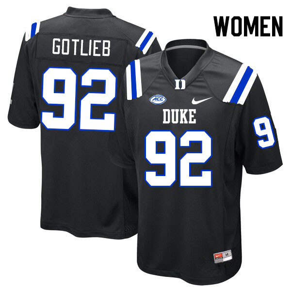 Women #92 Graham Gotlieb Duke Blue Devils College Football Jerseys Stitched-Black